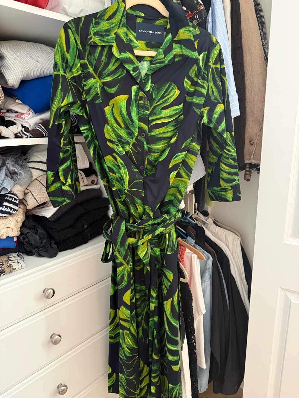 SAMANTHA SUNG cotton blend Maxi Dress in tropical Print Sz 10 NWOT